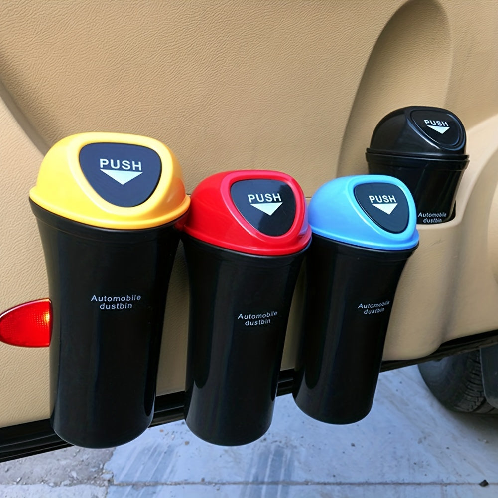Triangle Car Trash Can with Lid and 3 Storage Pockets