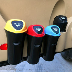 Triangle Car Trash Can with Lid and 3 Storage Pockets