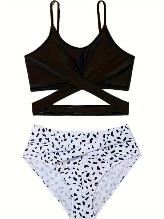 Girls 2pcs Cami Top Polka Dot Briefs Set Summer Clothes Beach