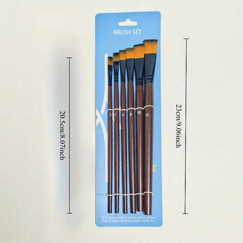 Nylon Wool Brushes 6 Sets for Gouache Watercolor Acrylic Paint