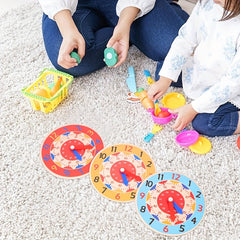 Wooden Clock Toy for Kids 3+ Learn Time Quartz Movement