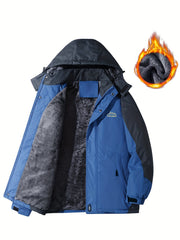 Men's Casual Hooded Sherpa Lined Windbreaker Coat