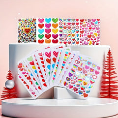 12pcs Heart Stickers Colorful Love Decals for Scrapbooking & Crafts