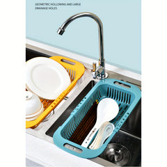 Adjustable Sink Colander Vegetable Washing Basket Drain Basket Strainer Rack