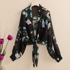 Flower Print Chiffon Shawl Sunproof Wrap UV Protection