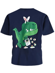 Breathable 3D Bunny Dino Print Short Sleeve T-shirt Girls Spring Summer Gift