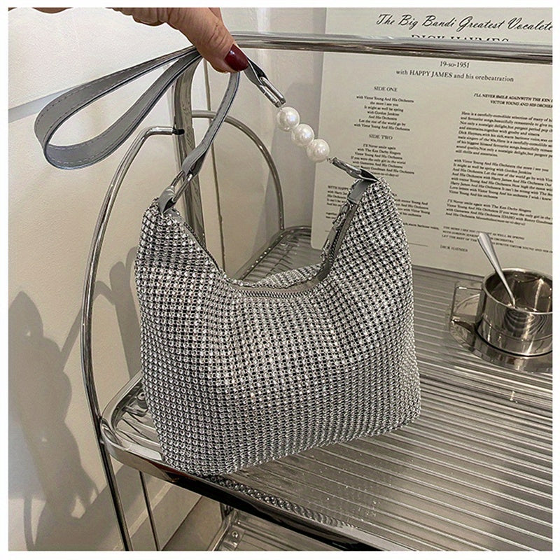Rhinestone Crossbody Bag All Over Rhinestone Shoulder Bag Stylish Underarm Purse