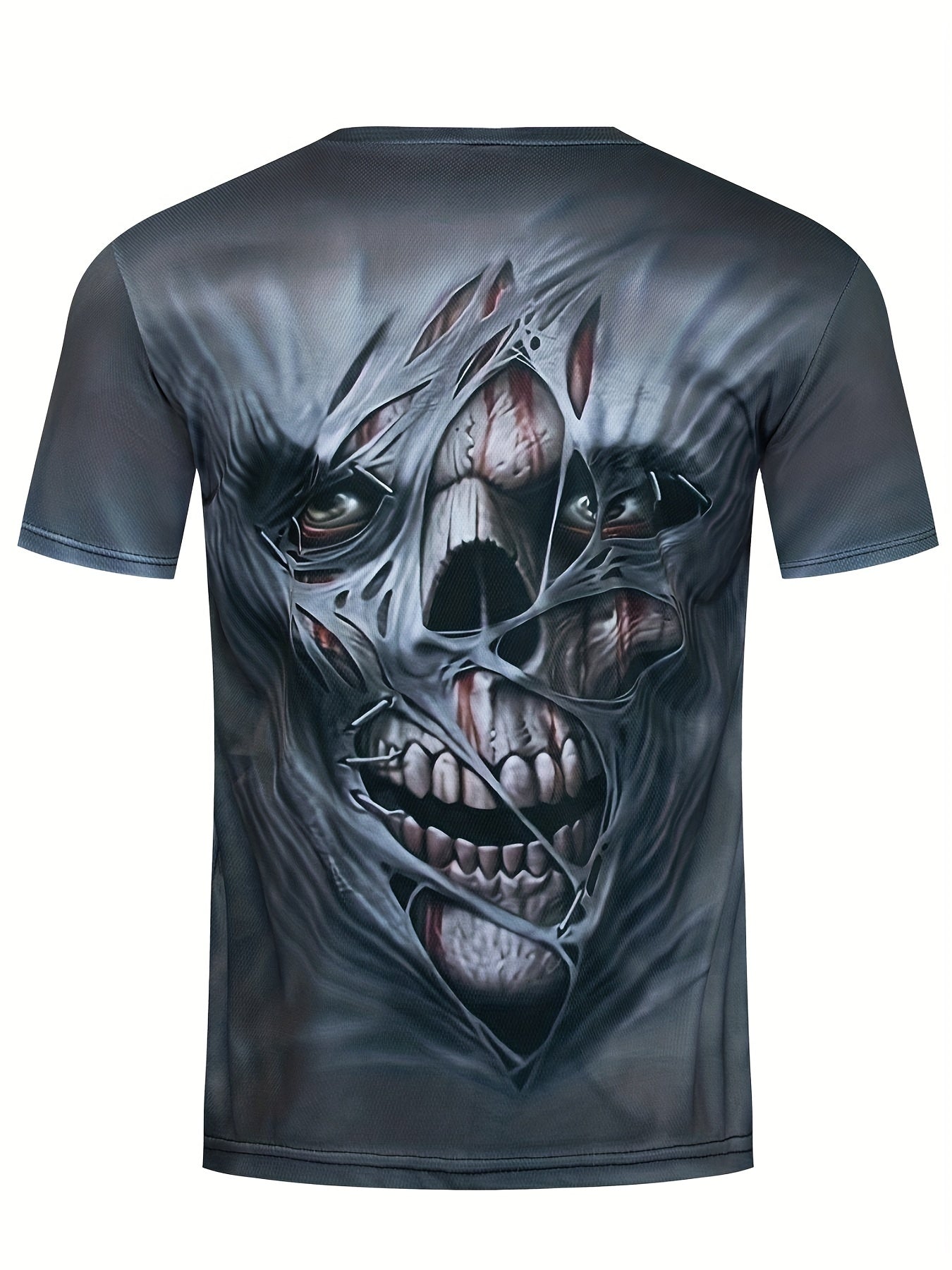 Gothic Skeleton Graphic T-shirt for Men Vintage 3D Print Stretchy Crew Neck