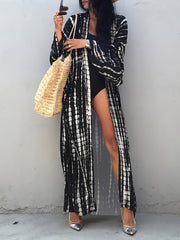  Tie Dye Batwing Sleeve Beach Cover Up With Belt