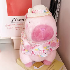Summer Pink Capybara Plush Toy for Beach Vacation Vibes