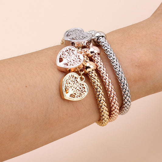 Multi-layer Silver Rose Chain Bracelet Set for Women