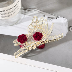 Rhinestone Butterfly Tassel Hair Claw Strong Hold Grip Hair Jaw Clip