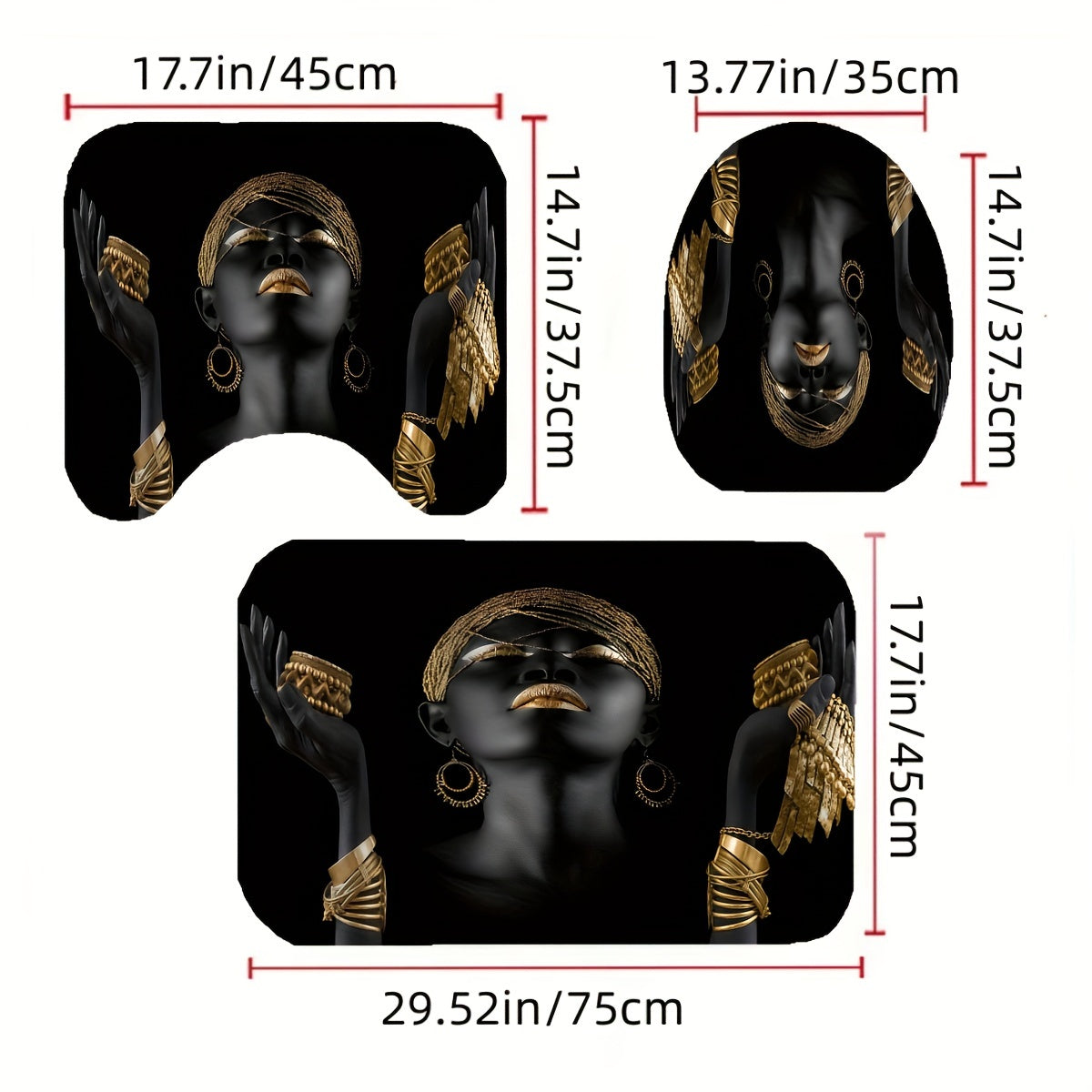Golden Women's Jewelry Shower Curtain Set - 4pcs