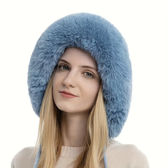 Winter Warm Hat W/ Earflap & Balls Knitted Hat, Fluffy Hats For Women