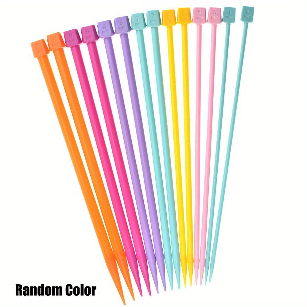 14pcs Colorful Straight Knitting Needles Set 9.8 Inches Long DIY Craft Yarn Kit
