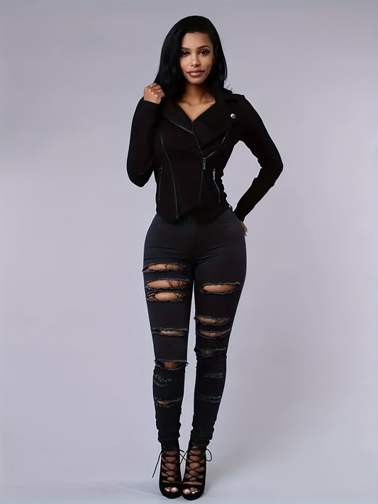 Ripped High Rise Slim Fit Jeans
