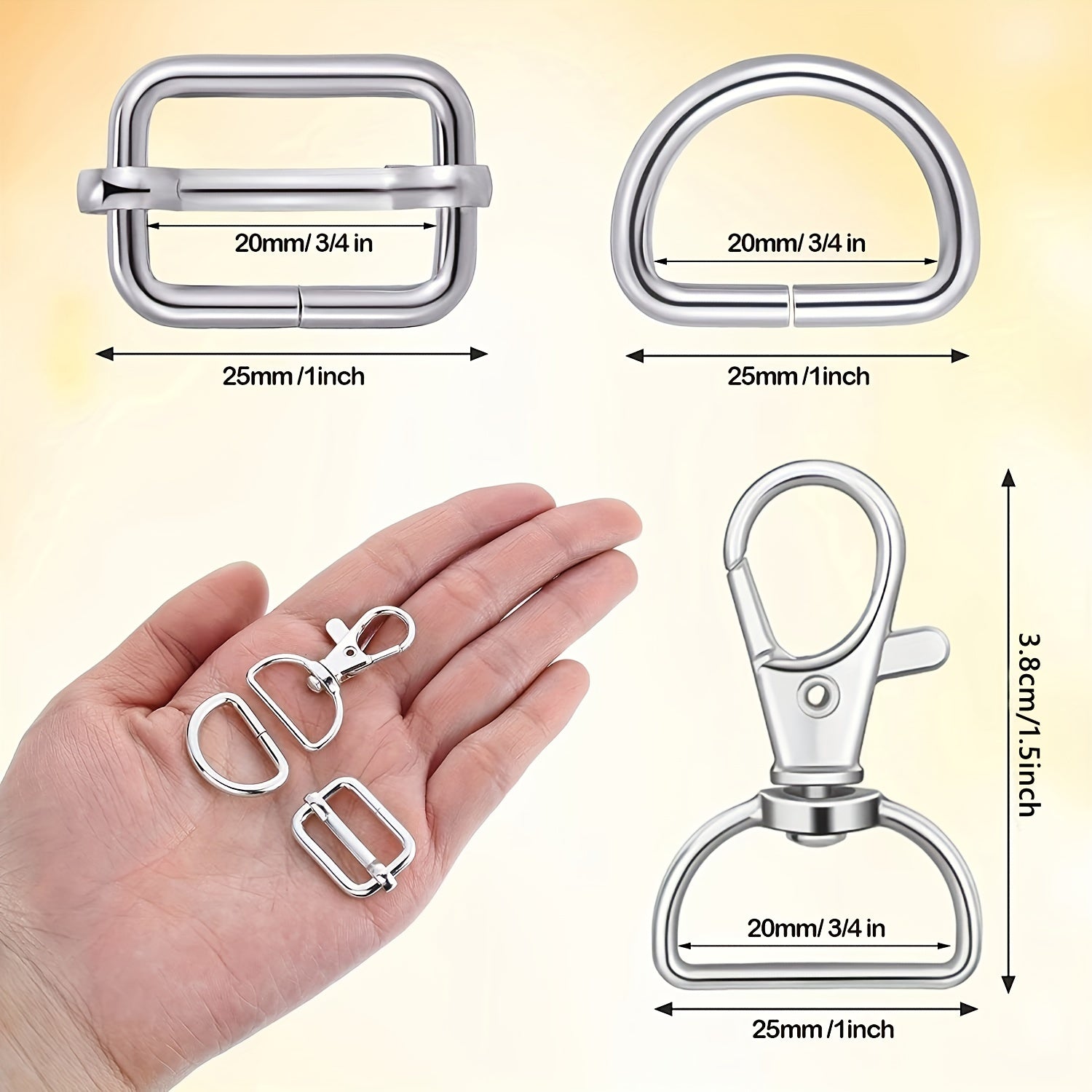 56PCS Zinc Alloy Rotating Lobster Clasp D Keychain Luggage Hardware Keyring Buck