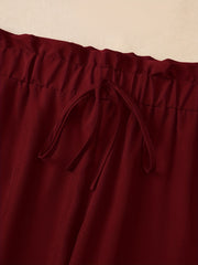  Ruffle Trim Wide Leg Trousers