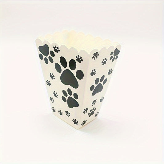 6pcs Dog Paw Print Popcorn Bags & Paper Buckets Movie Theater Decor