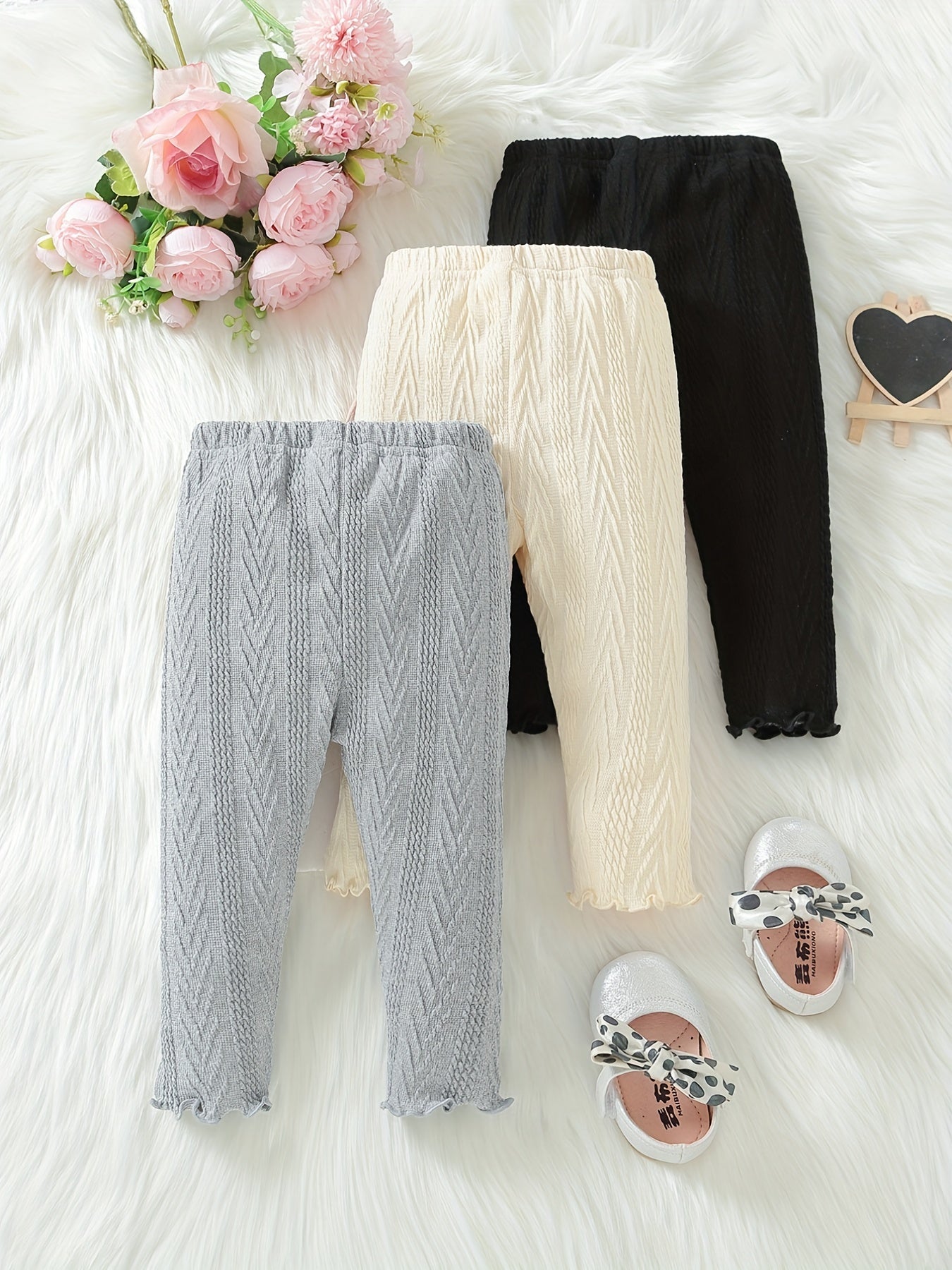 Baby Girls Geometric Knit Leggings 3pcs Set