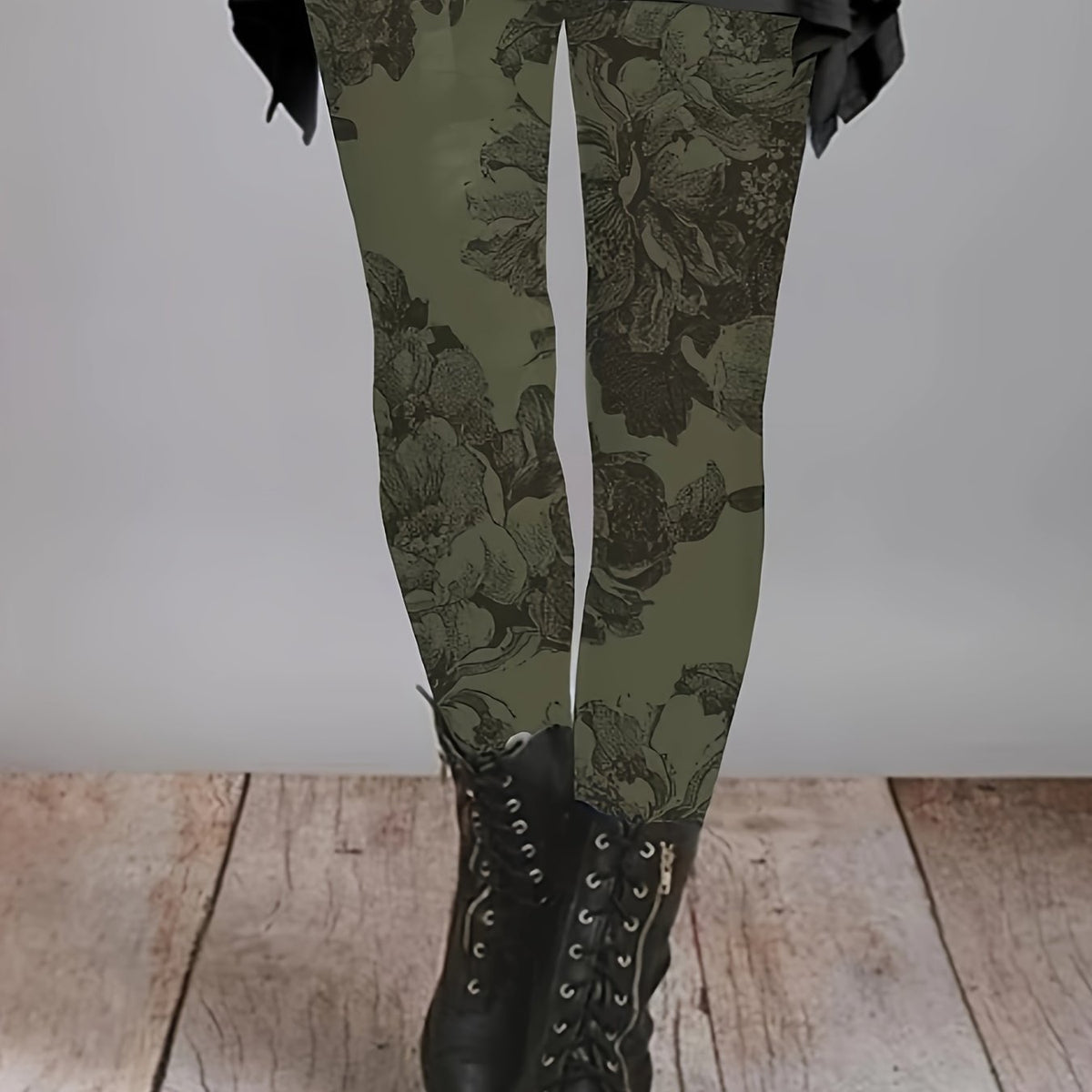 Plus Floral Print High Rise Skinny Trousers