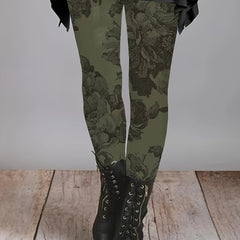 Plus Floral Print High Rise Skinny Trousers