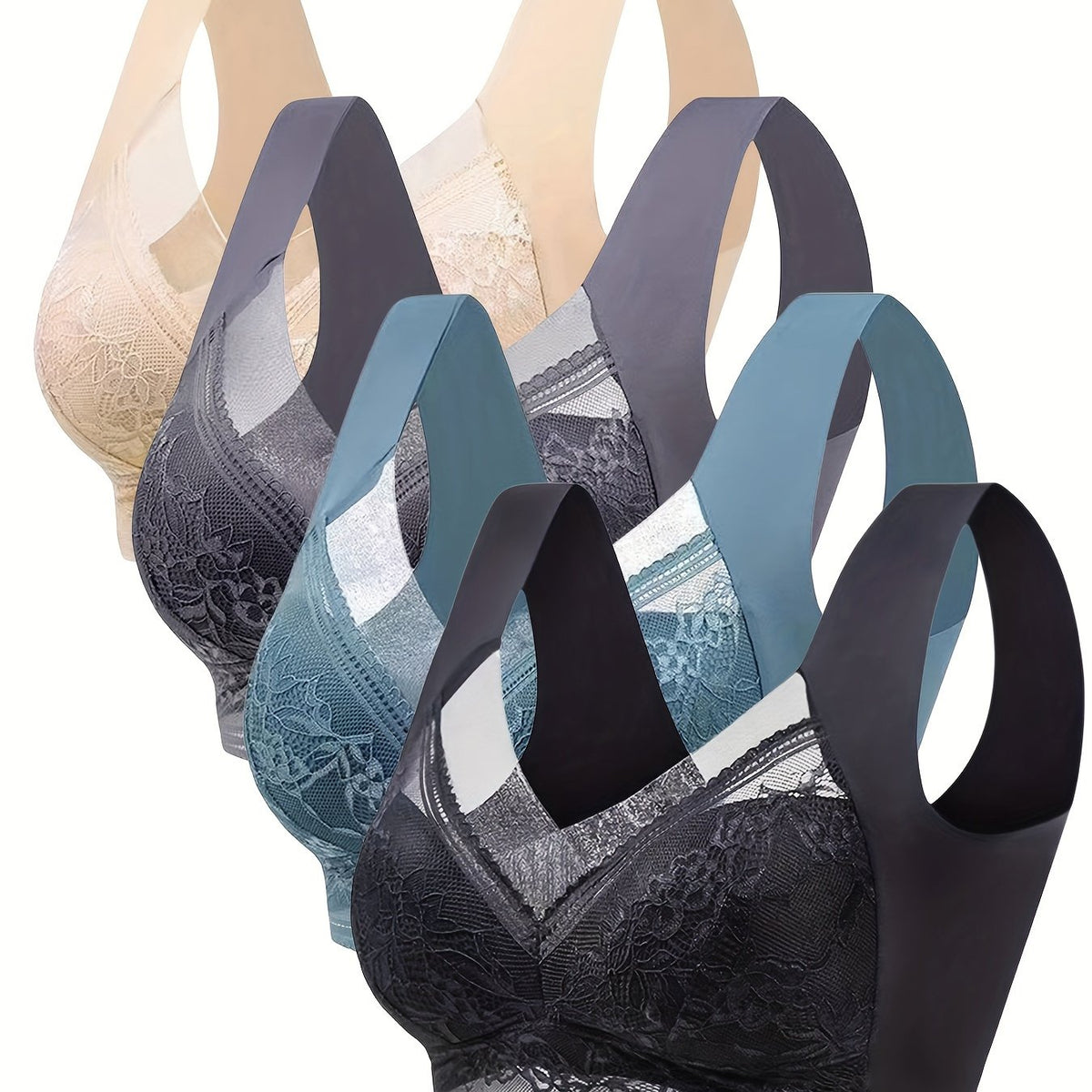4pcs Wireless Push Up Bras Women's Lingerie