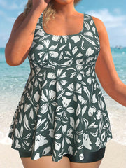  Floral Print Peplum Tankini Set