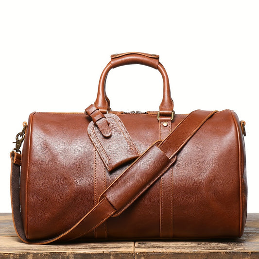 Vintage Cowhide Leather Handbag for Short Trips