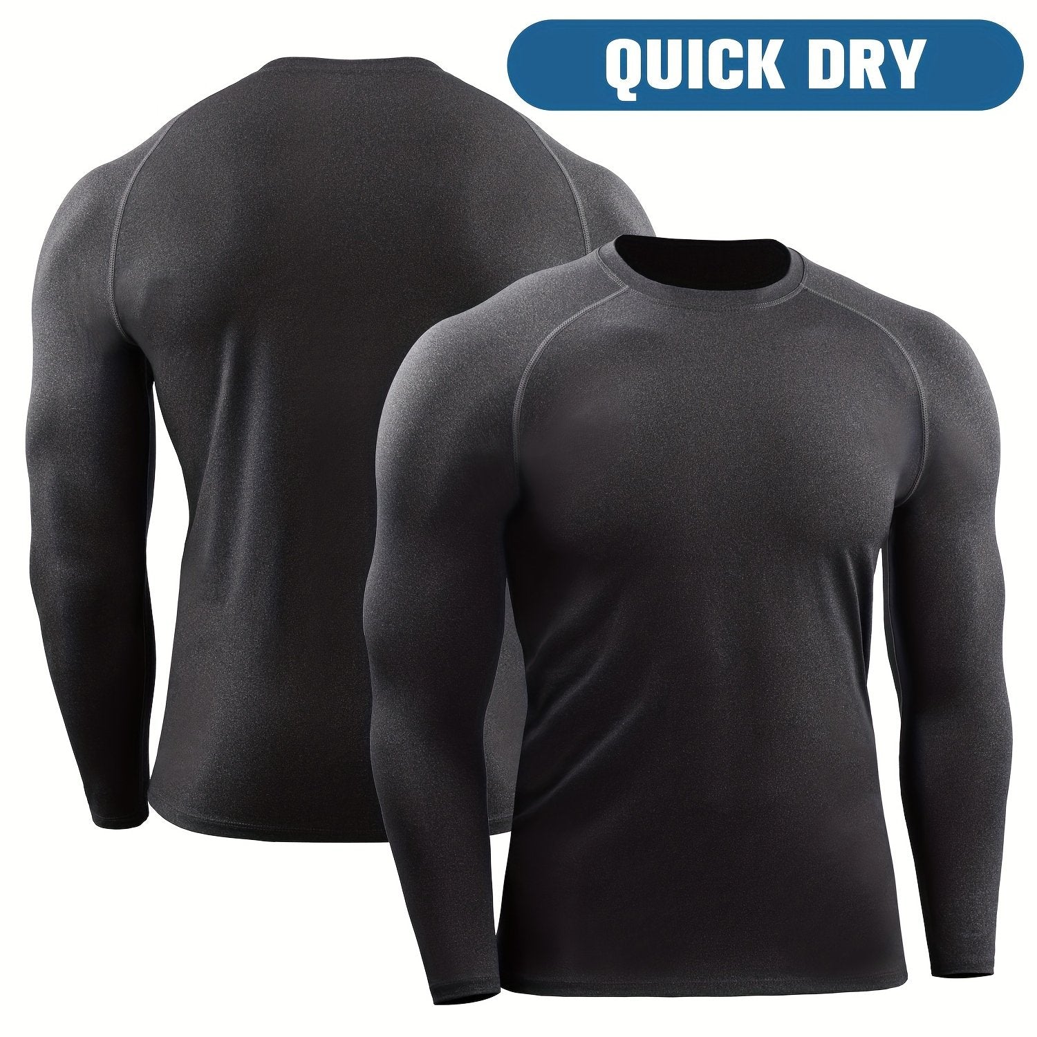 Men's Fleece Workout Shirt Active High Stretch Compression Base Layer