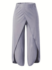 Women's Plus Solid Wide Leg Pants