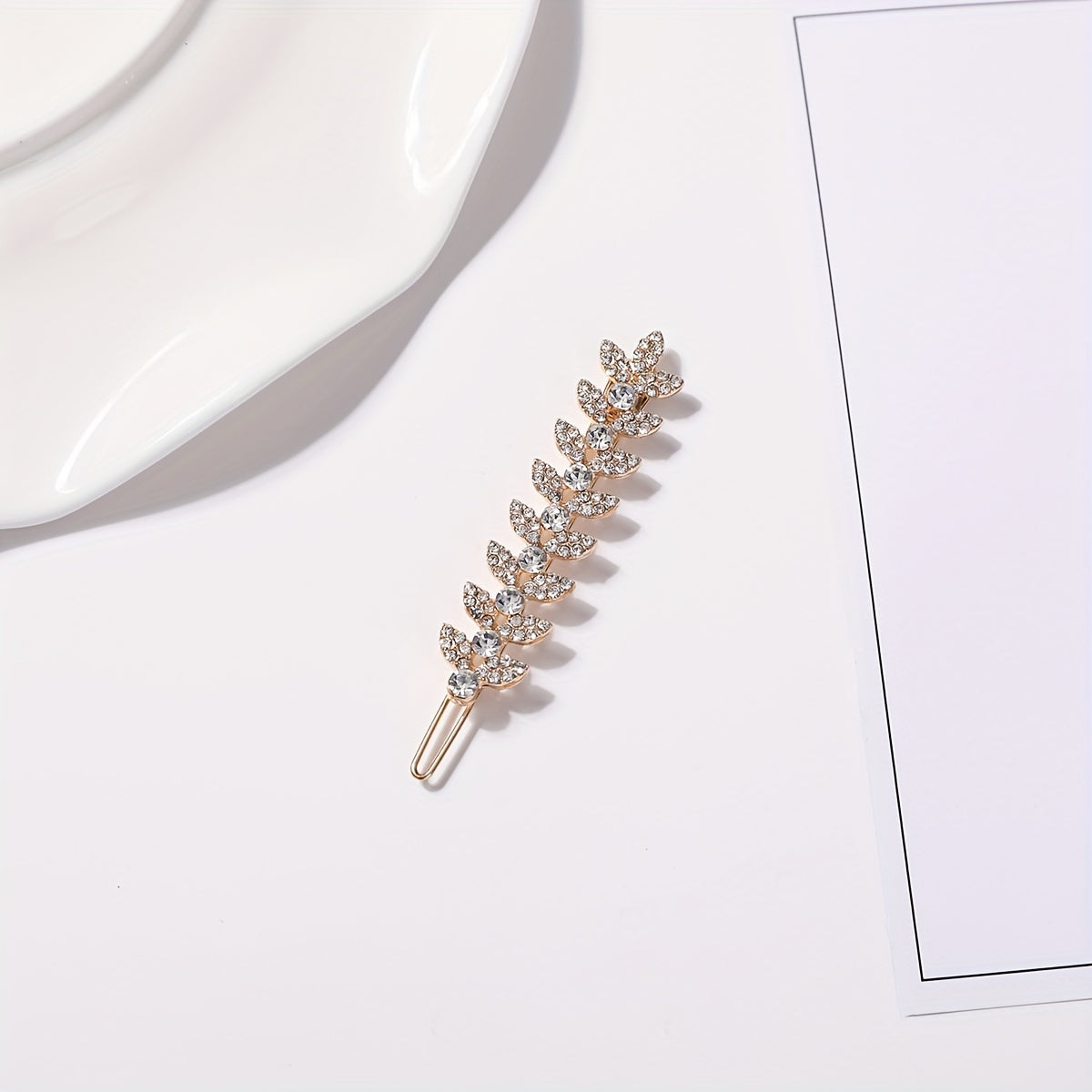 Rhinestone Leaf Hair Clip for Women