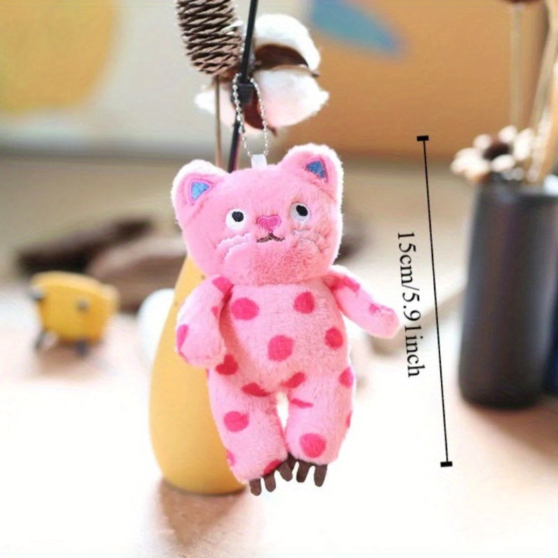Cute Cat Plush Keychain Bag Pendant Polka Dot Cat Stuffed Animal Toy