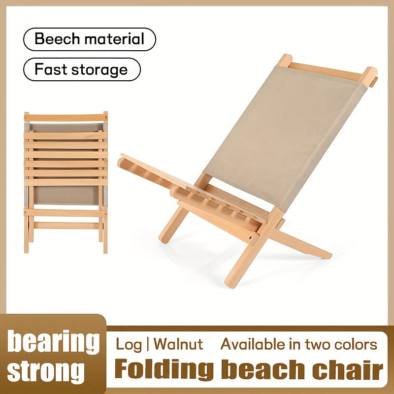 Solid Wood Folding Beach Chair for Camping & Fishing