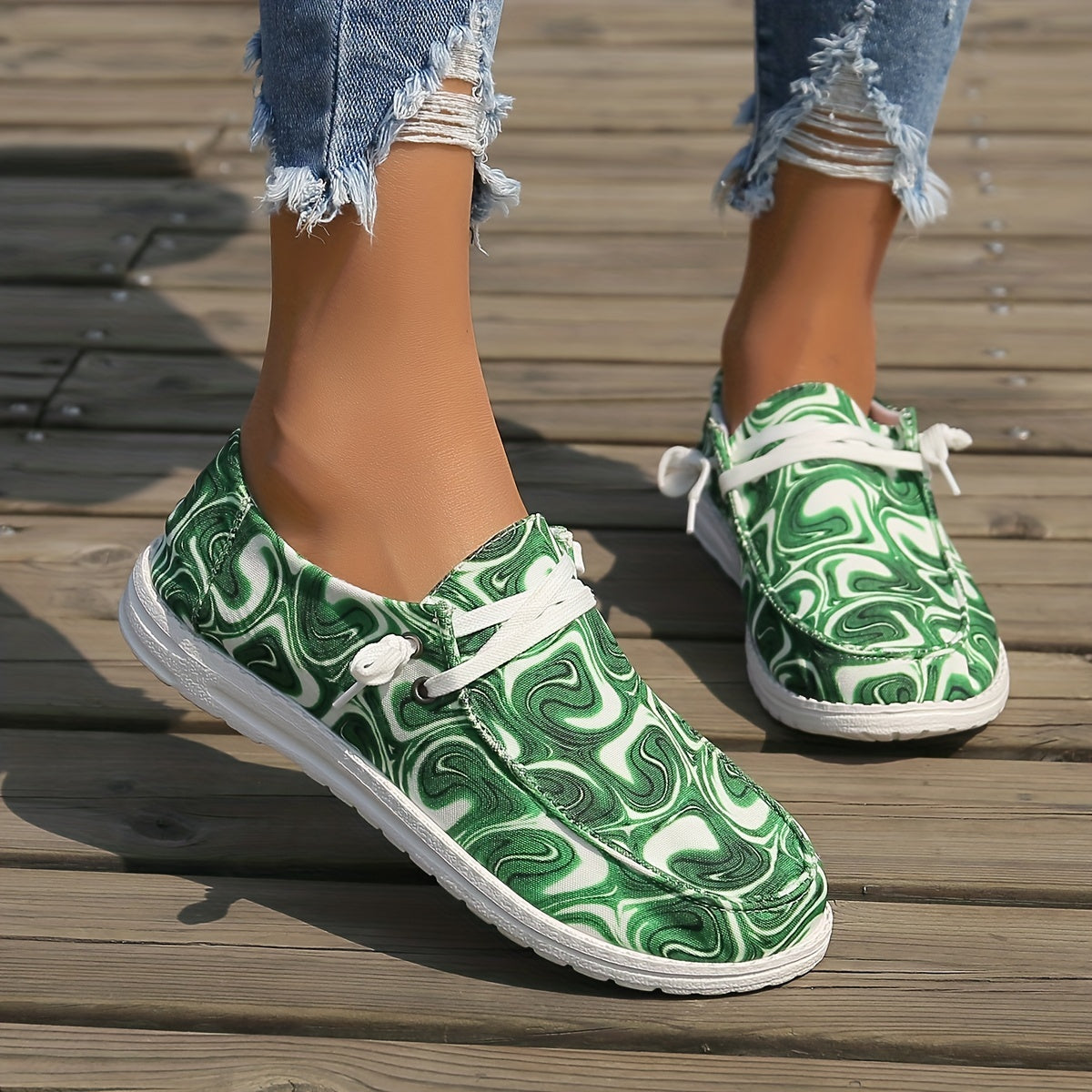 Women's Colorblock Flat Canvas Shoes Slip On Lightweight Comfy Shoes