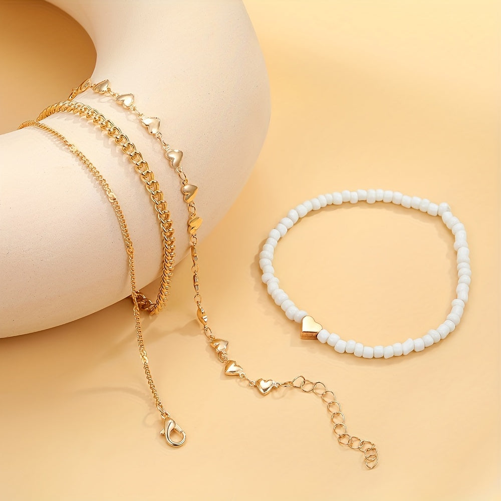 Daisy Chain Anklet Oil Flower Beads Adjustable Ankle Bracelet