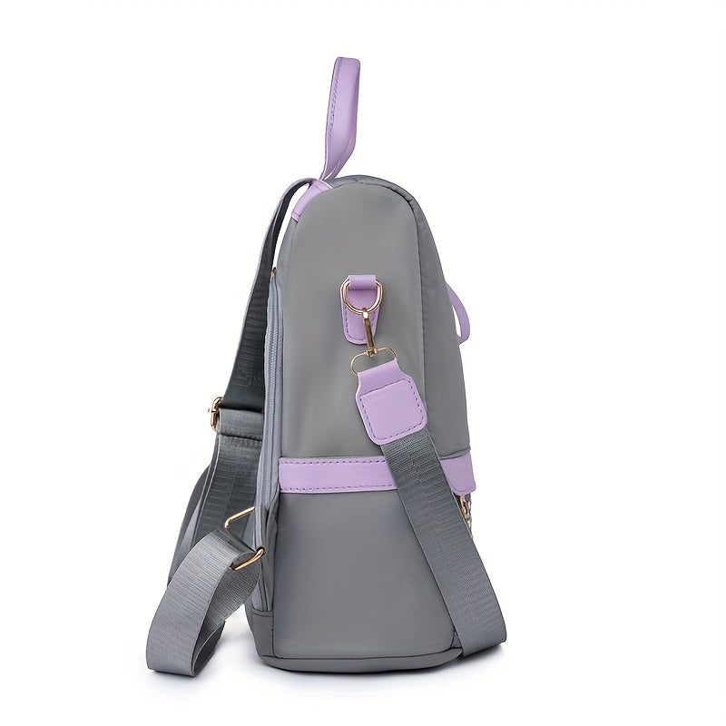 Oxford Cloth Backpack Purse Studded Decor Convertible Shoulder Bag