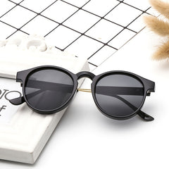 Round Frame Sunglasses Cat Eye Metal Temple Polarized UV400
