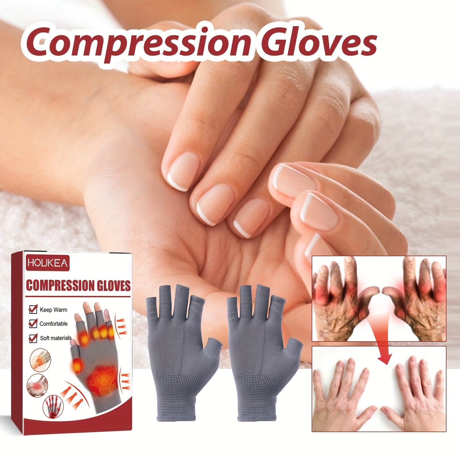 Compression Therapy Gloves for Touch Screen - 1 Pair