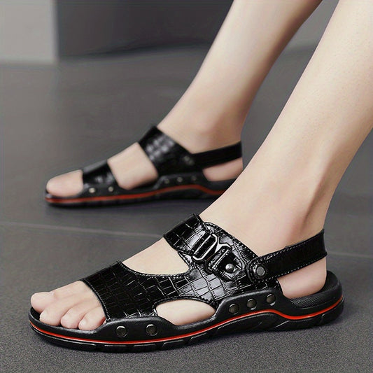 Men's Leather Slide Sandals Non Slip Quick Drying Comfortable