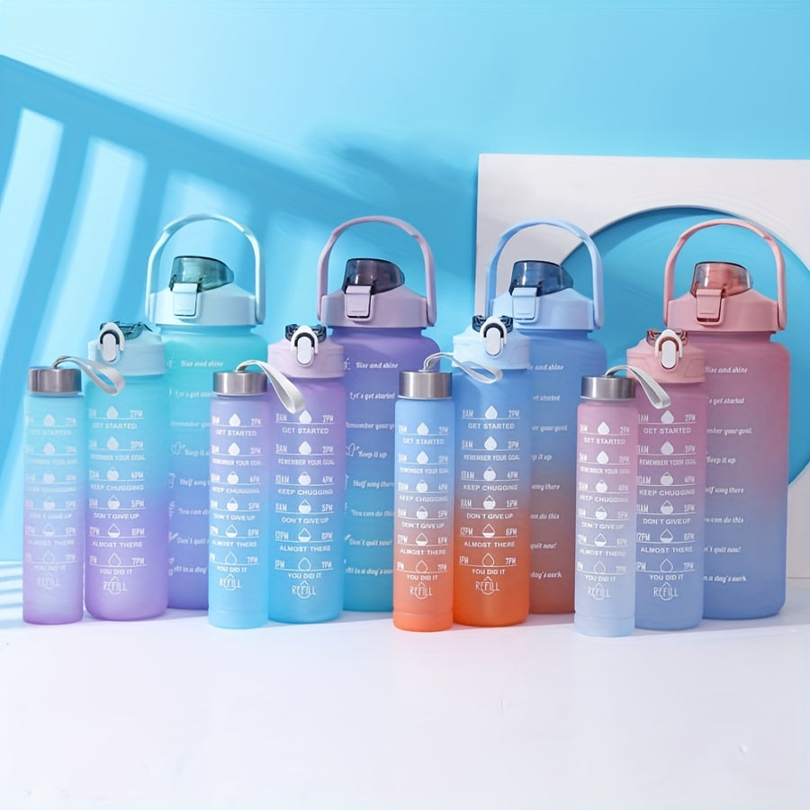Leakproof Motivational Water Bottle with Time Marker & Straw 2000ML