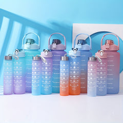 Leakproof Motivational Water Bottle with Time Marker & Straw 2000ML