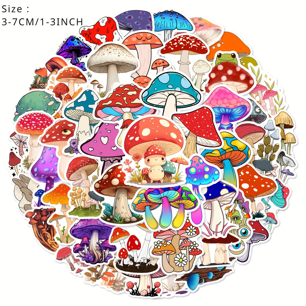 50pcs Cartoon Mushroom Series Stickers Laptop Helmet Desktop Water Cup Decorativ