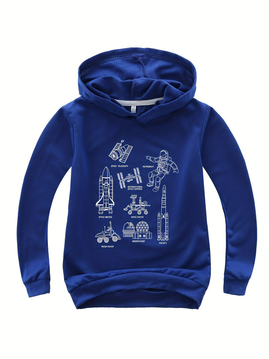 Space Rocket & Astronaut Boys Hooded Sweatshirt