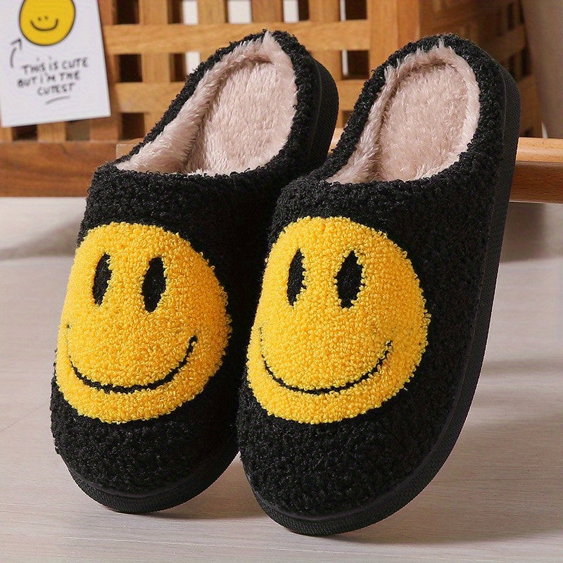 Women's Smiling Face Pattern Plush House Slippers
