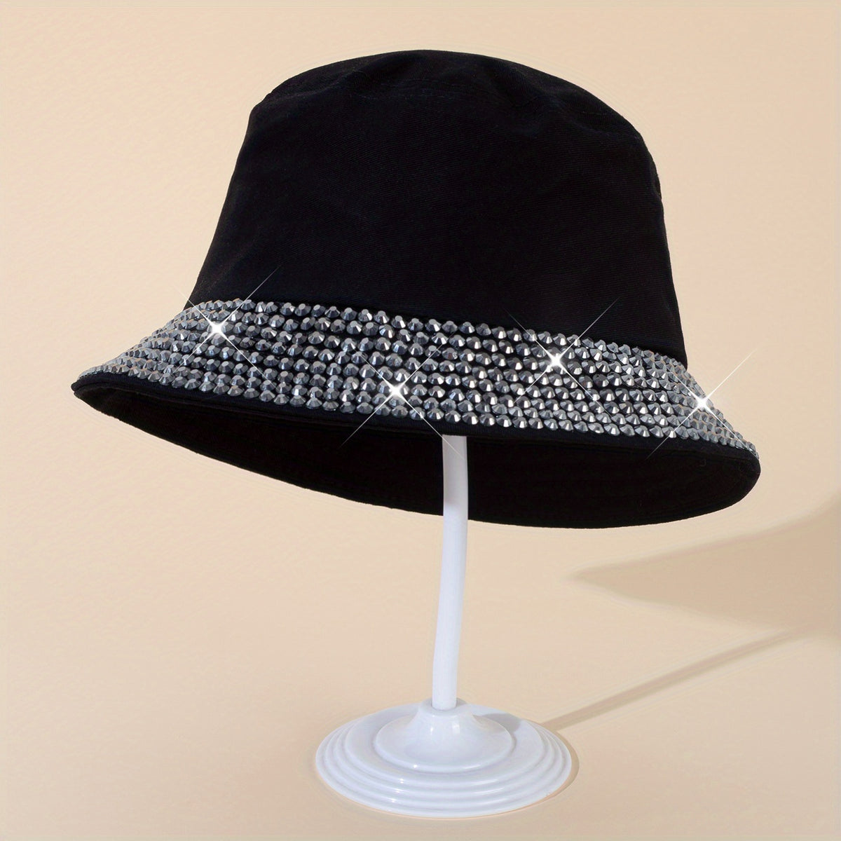 Rhinestone Decor Bucket Hat Sunscreen Fisherman Cap