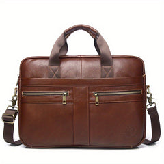 Men's Leather Briefcase Large Capacity Shoulder Bag Computer Handbag