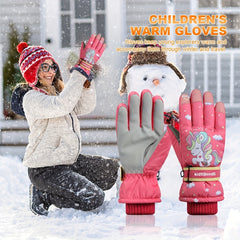 Kids Cartoon Thermal Ski Gloves Snowboard Winter Mittens