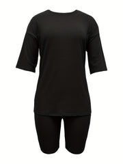 Ribbed Lounge Set Top & Shorts Women's Loungewear