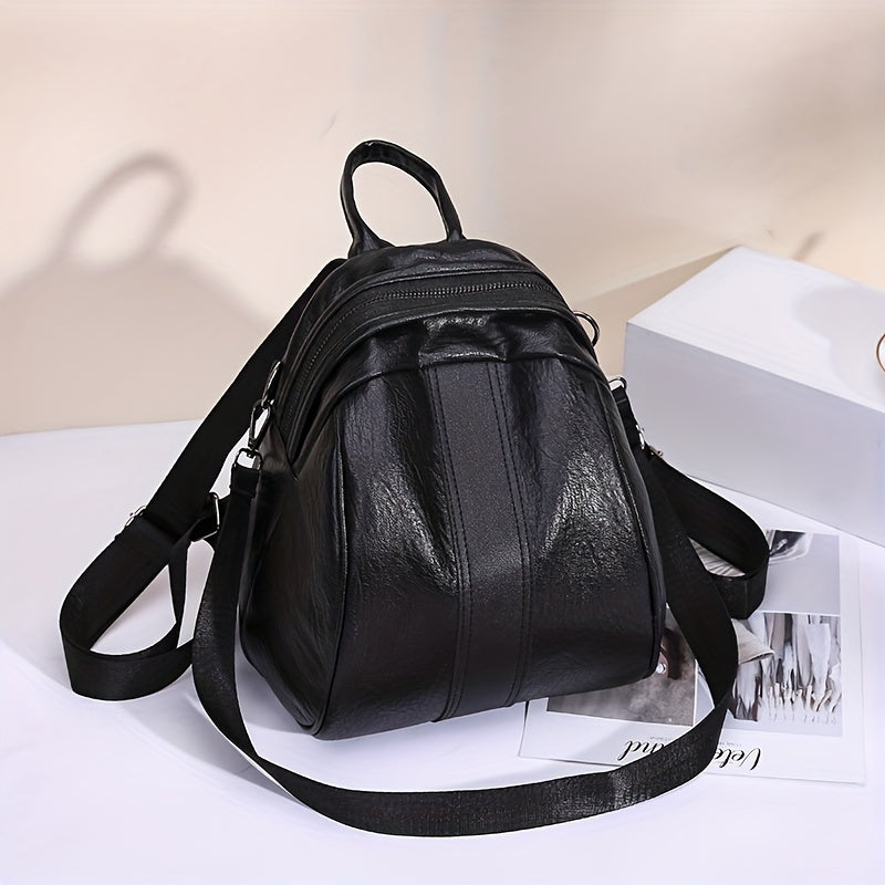Vintage PU Leather Backpack & Purse Set